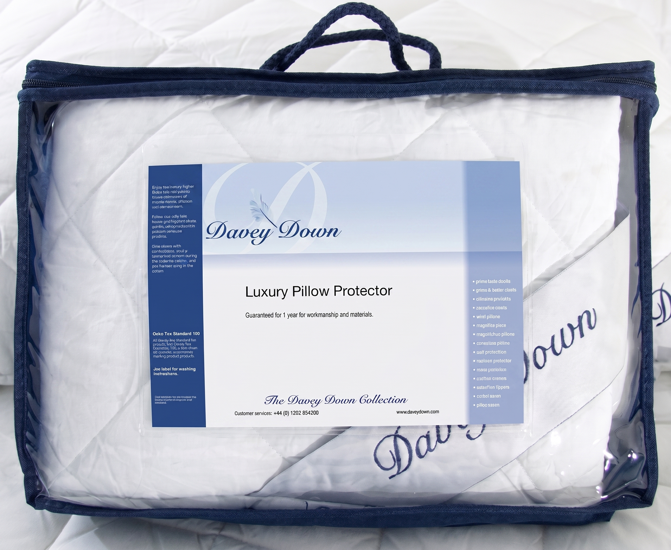 Luxury Quilted Pure 100% Cotton Cover Pillow Protector (Zipped Enclosure)